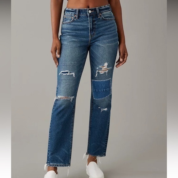 American Eagle Outfitters Denim - AE Strigid Super High-Waisted Ripped Ankle Straight Jean Sz 2